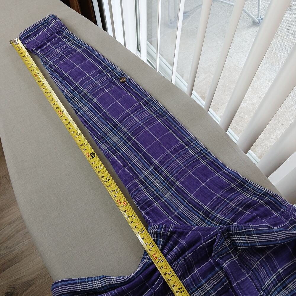 GNW Indigo Purple Plaid Double Layer Cotton Blouse M soft roll tab sleeves - Picture 12 of 12